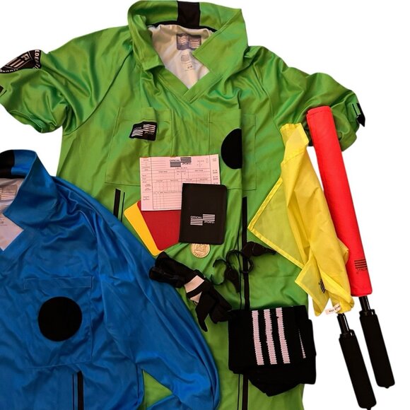 Soccer Referee Uniforms Medium Shirts Lot L/s S/s Multiple Colors & Kit Whistle - Picture 3 of 16